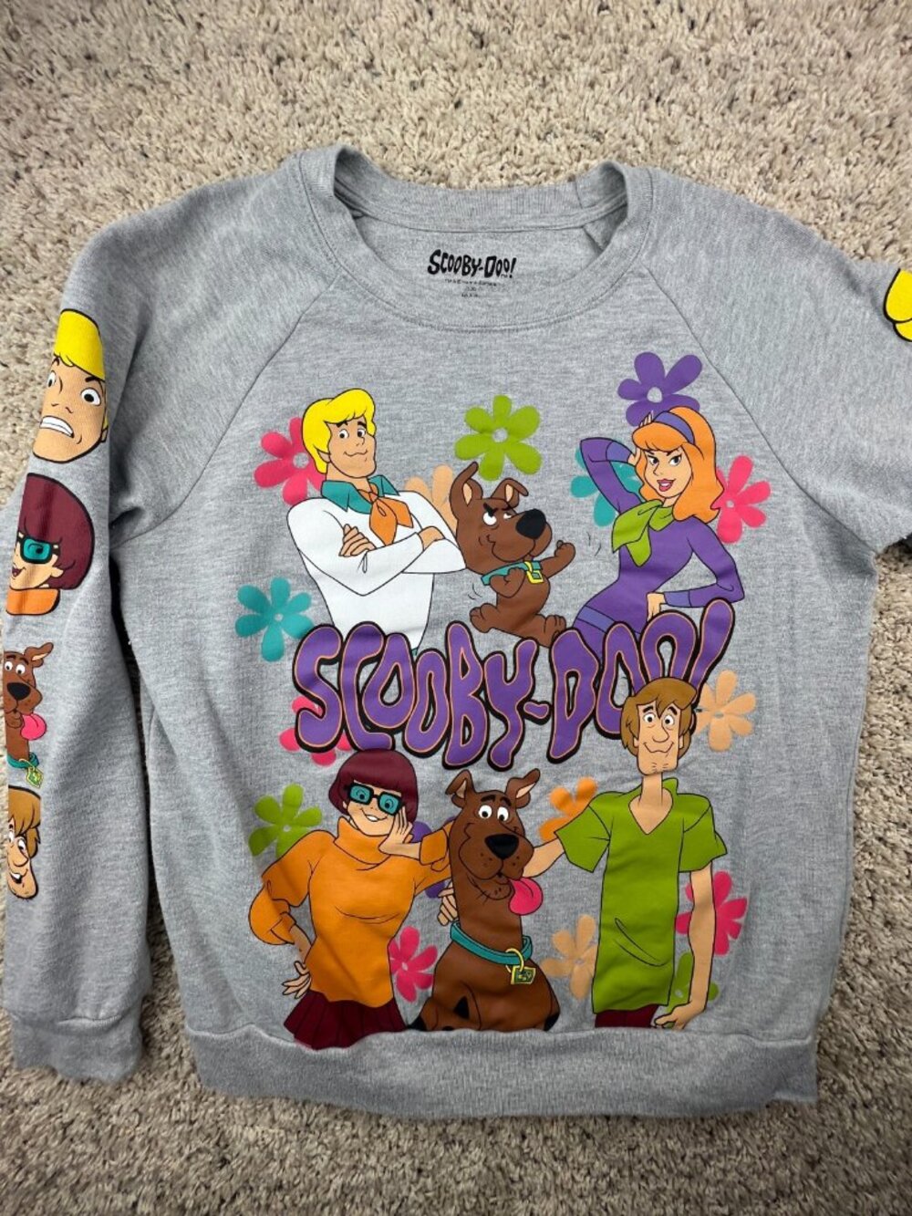 Scooby-Doo Gray Sweatshirt Crew Neck Graphic Boys Medium 7-9 Long Sleeve Fleece
